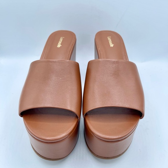 New Larroude Miso Platform Brown Leather Mules Size 9.5 - Picture 10 of 17